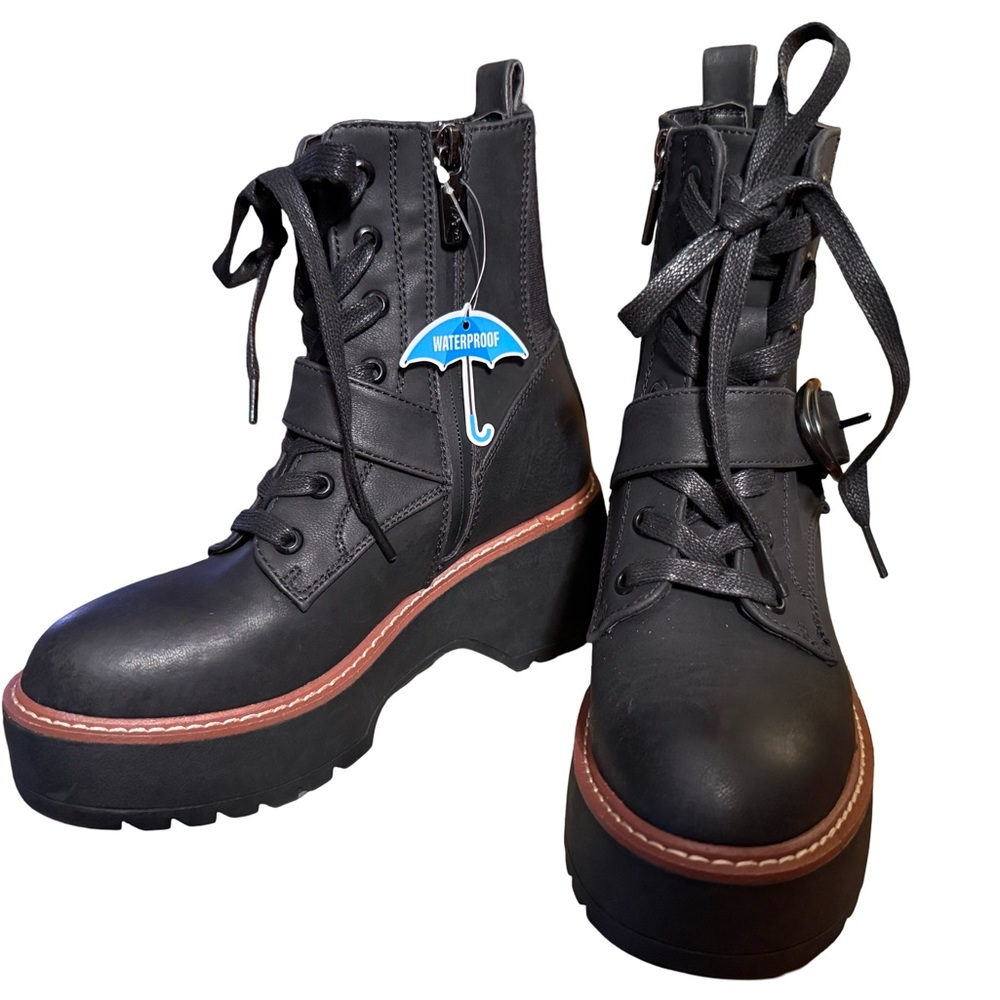 Aqua College NWT SZ 5.5 Black Ankle Lace Up  Gothic Platform Heel Boots (SH062) - Picture 4 of 13